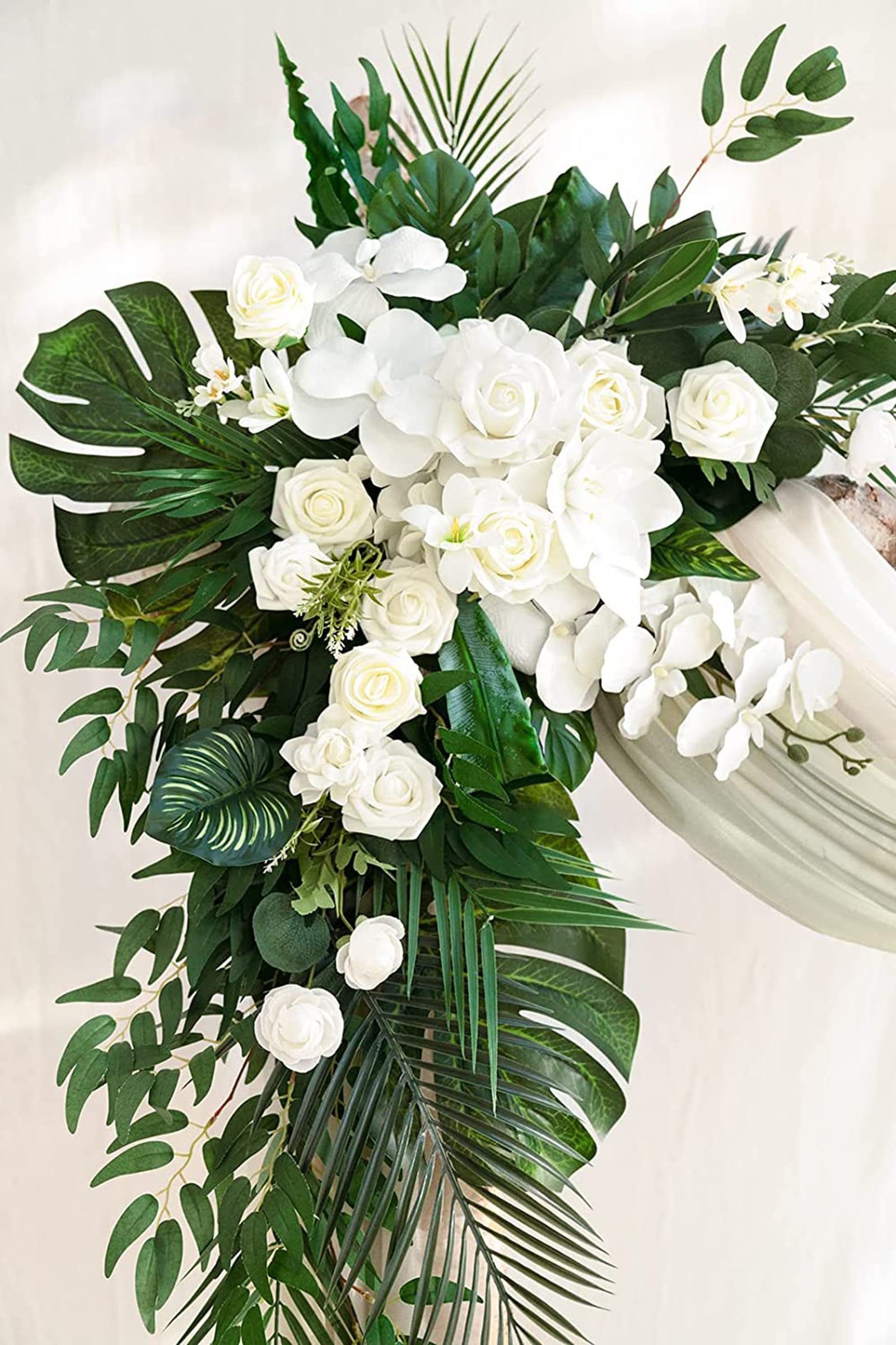Kit Fiori Artificiali Per Archi Nuziali (4 Pezzi) - Composizioni Floreali Con Drappi In Tessuto, Matrimonio, Cerimonie, Pergolati - 2
