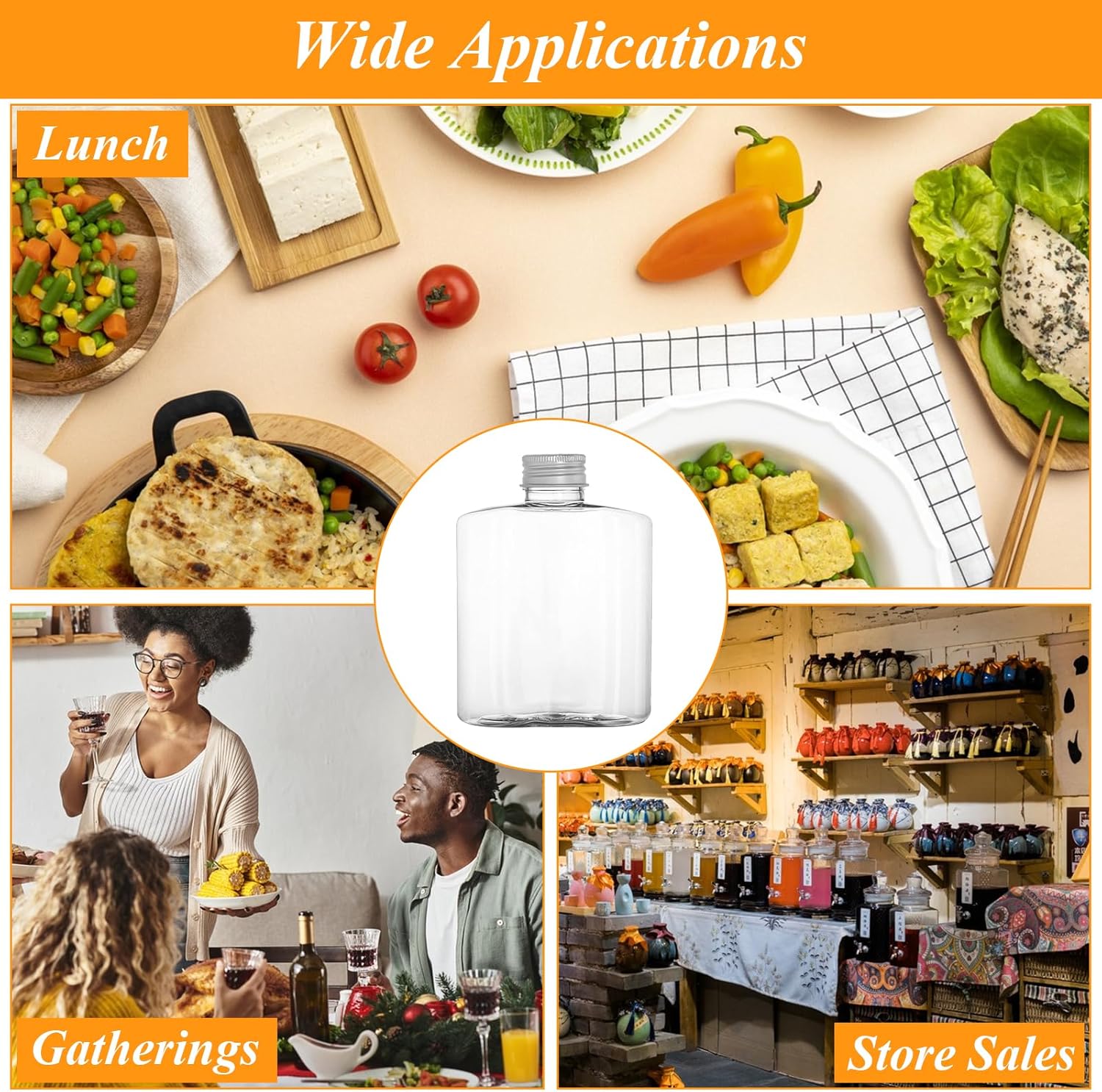 50 Pack Plastic Bottles with Aluminum Caps, 8 oz Plastic Flask for Liquor, Reusable Flat Juice Bottles Beverage Container for Drinks, Milk, Tea, Alcohol, Liquor - Image 7