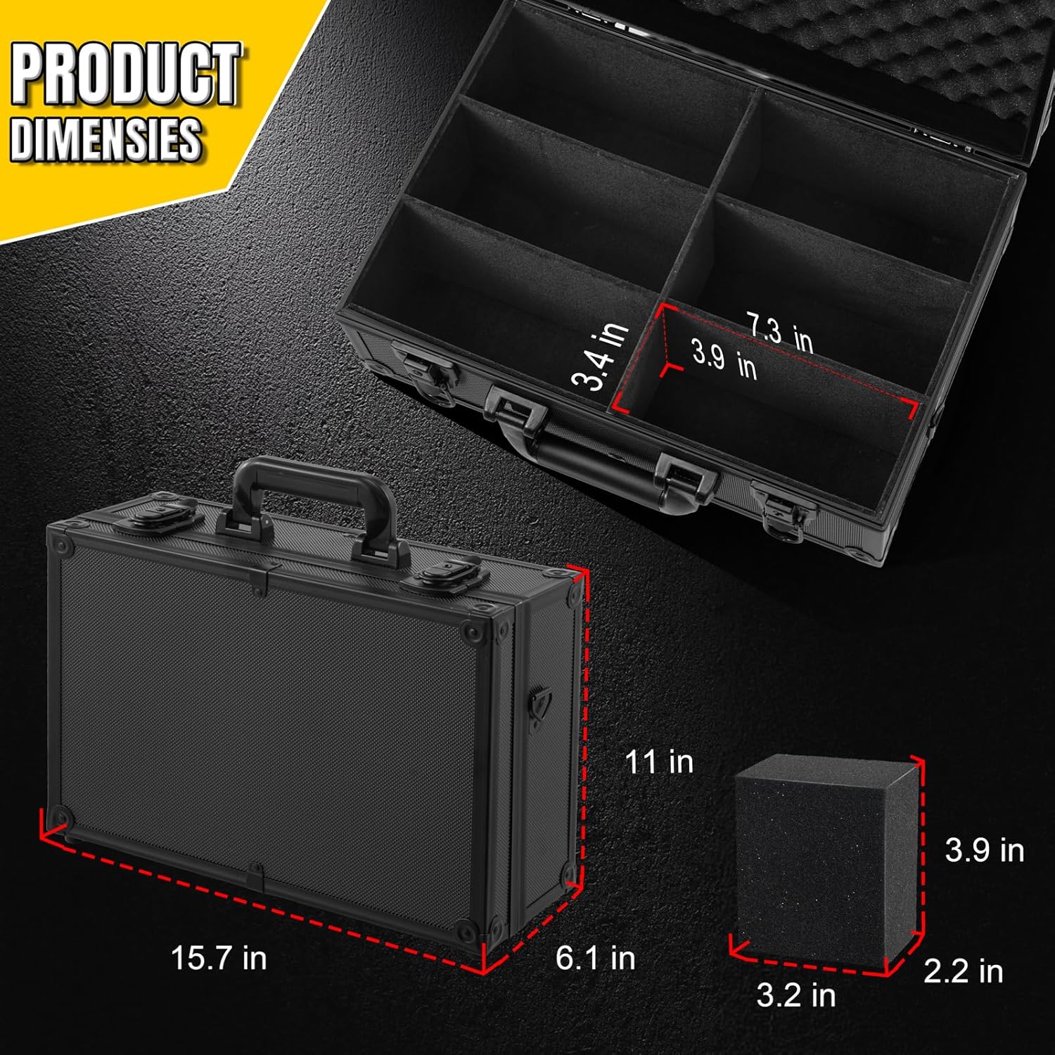 Graded Card Storage Box – Holds 155+ Graded Cards or 700+ Top Loaders - Aluminum Alloy Trading Cards Case, Sports Card Storage Box with Lock, Fits PSA, CSG, BGS (XL Black)