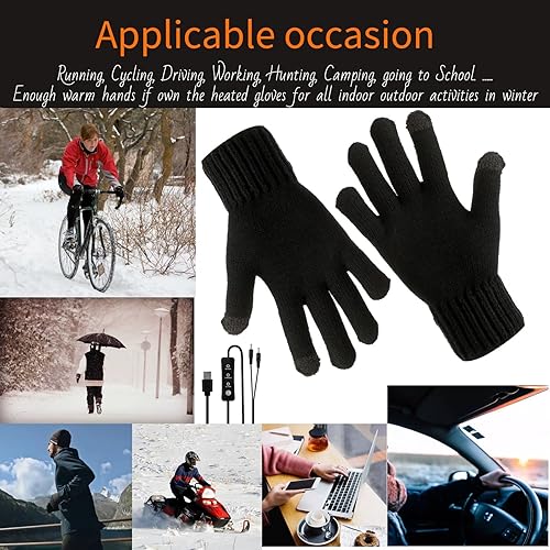 Miniatura 6 de Guantes eléctricos con calefacción USB de 5 V para hombres y mujeres, mantienen tus manos calientes con calentadores de manos de invierno, guantes