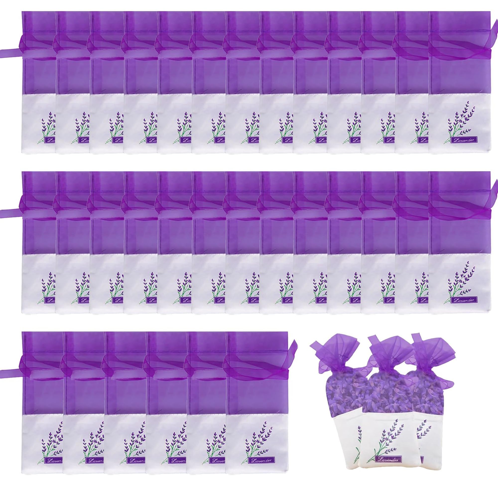 Dwuent Lavender 30Pcs Bags Empty, 7.5X15.5cm Muslin Sachet Bags For Drawer Wardrobe Closet Freshener, Reusable Cotton Drawstring Pouches For Dried Flowers, Potpourri, Gifts