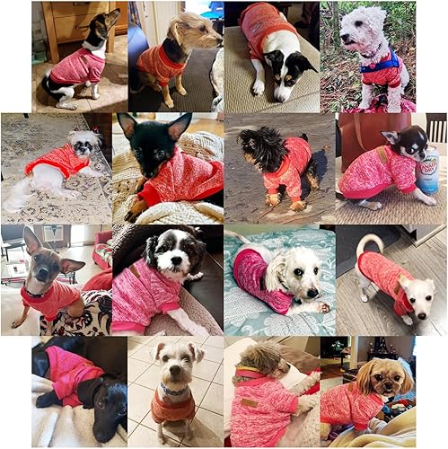 Miniatura 3 de Jecikelon - Ropa para mascotas, suéter suave, cálido y grueso, suéter de invierno para perros (talla XS, color rojo)