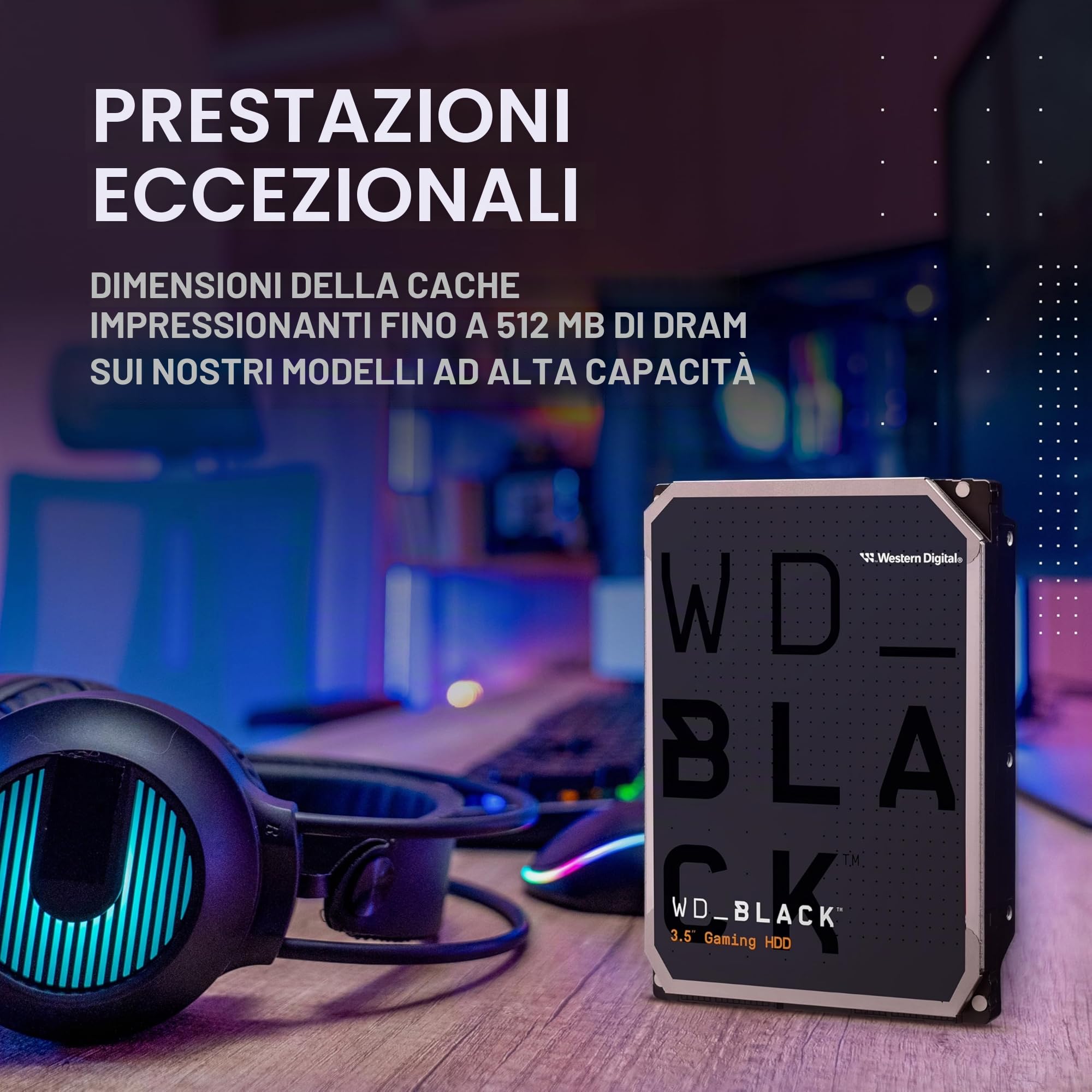 WD_BLACK 6TB Hard Disk Interno 3,5” - ad Alte Prestazioni, SATA 6 GB/s, 7200 RPM, Cache da 256MB