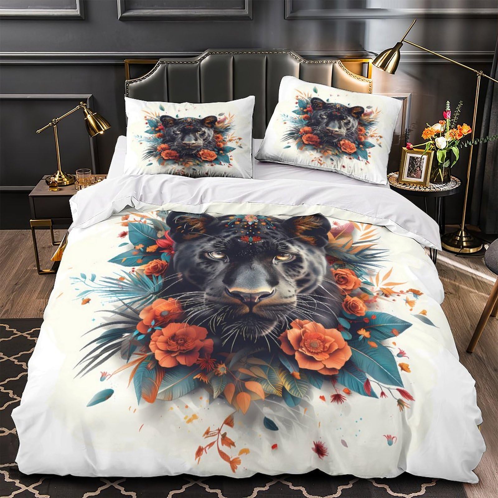 Housse de couette cheval noir hypoallergénique résistante 200x200