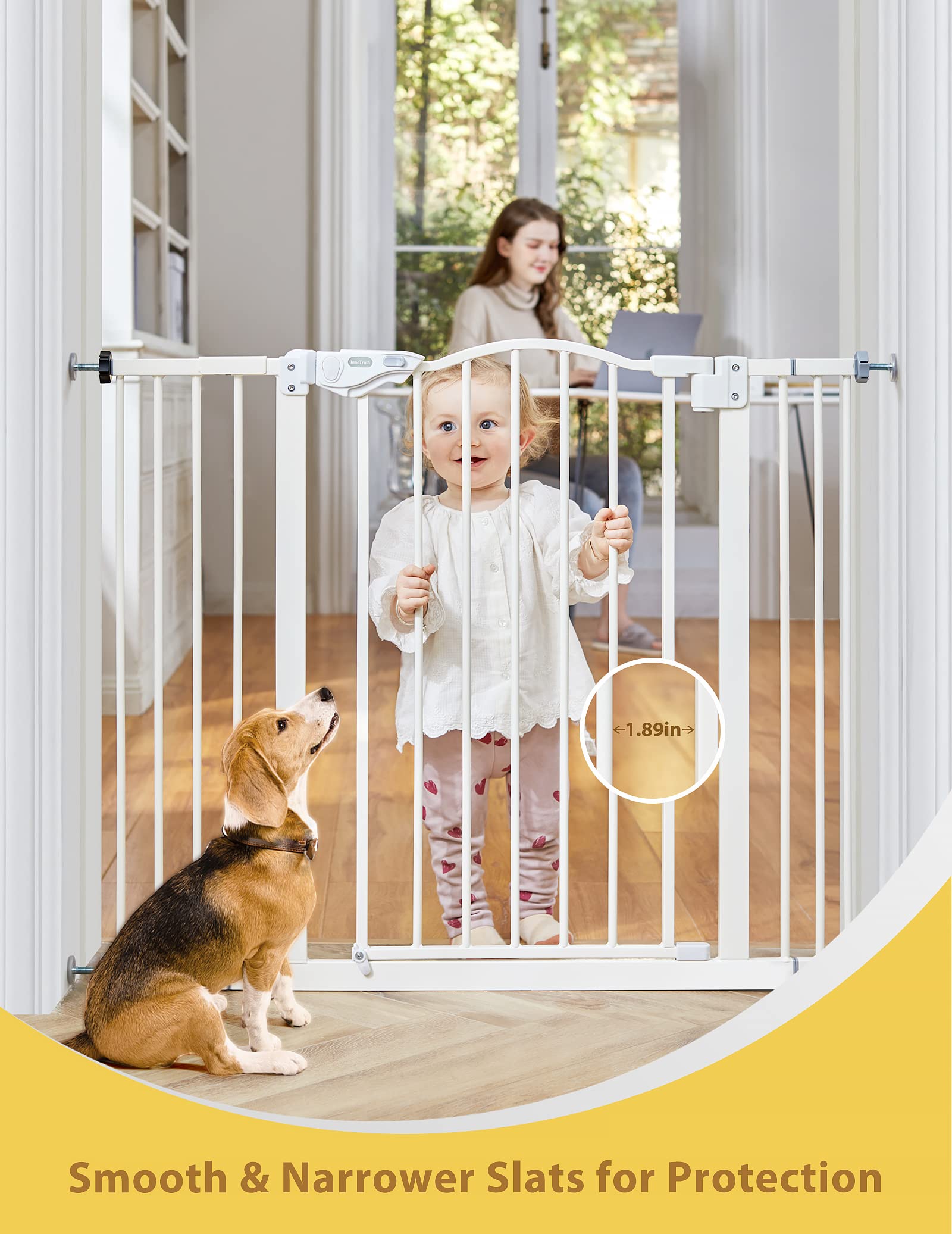 InnoTruth Wide Baby Gate for Dogs, Auto Close Pet Gate 29" to 39.6