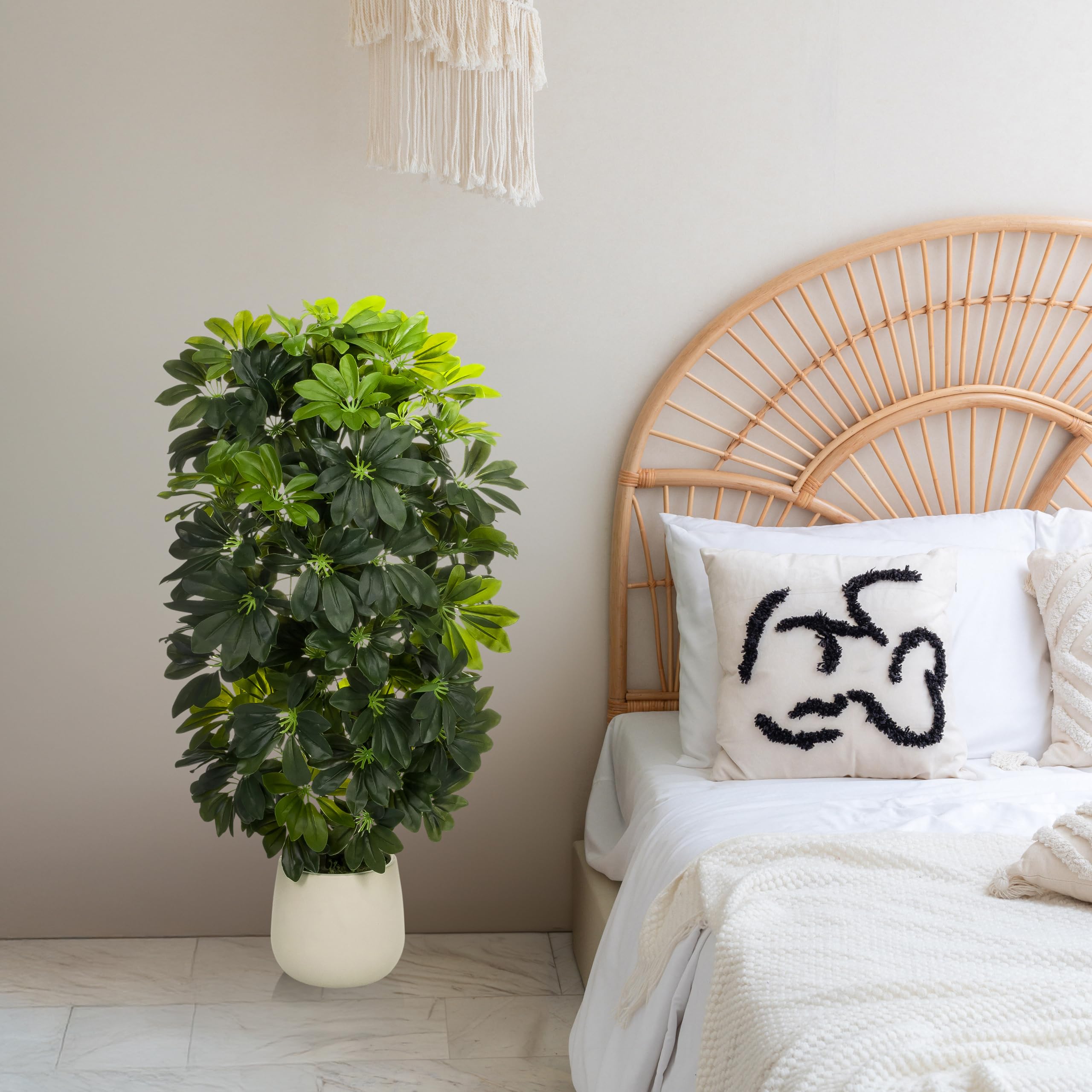 hjh OFFICE - Pianta artificiale Schefflera 2 – Imitazione sempreverde ca. 110 cm | Täuschend echt, miscela di plastica di alta qualità, facile da mantenere e inodore