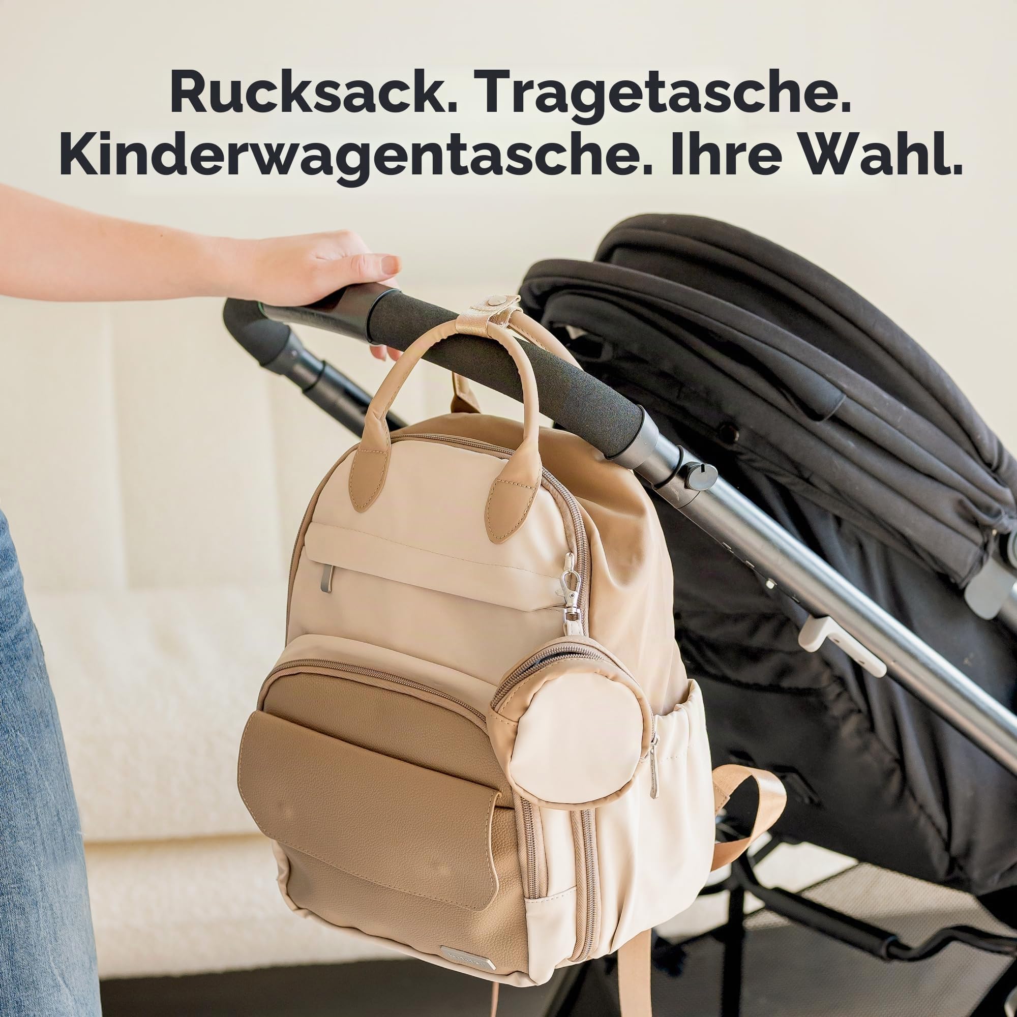 KeaBabies Baby Wickeltasche mit Wickelunterlage - Multifunktionale Reise Wickelrucksack Lässig, Umstands Mommy Bag, Kompakte 12L Kapazität,PU-Leder, Wasserdicht,Unisex,Stilvolle Baby Diaper Bag(Latte)
