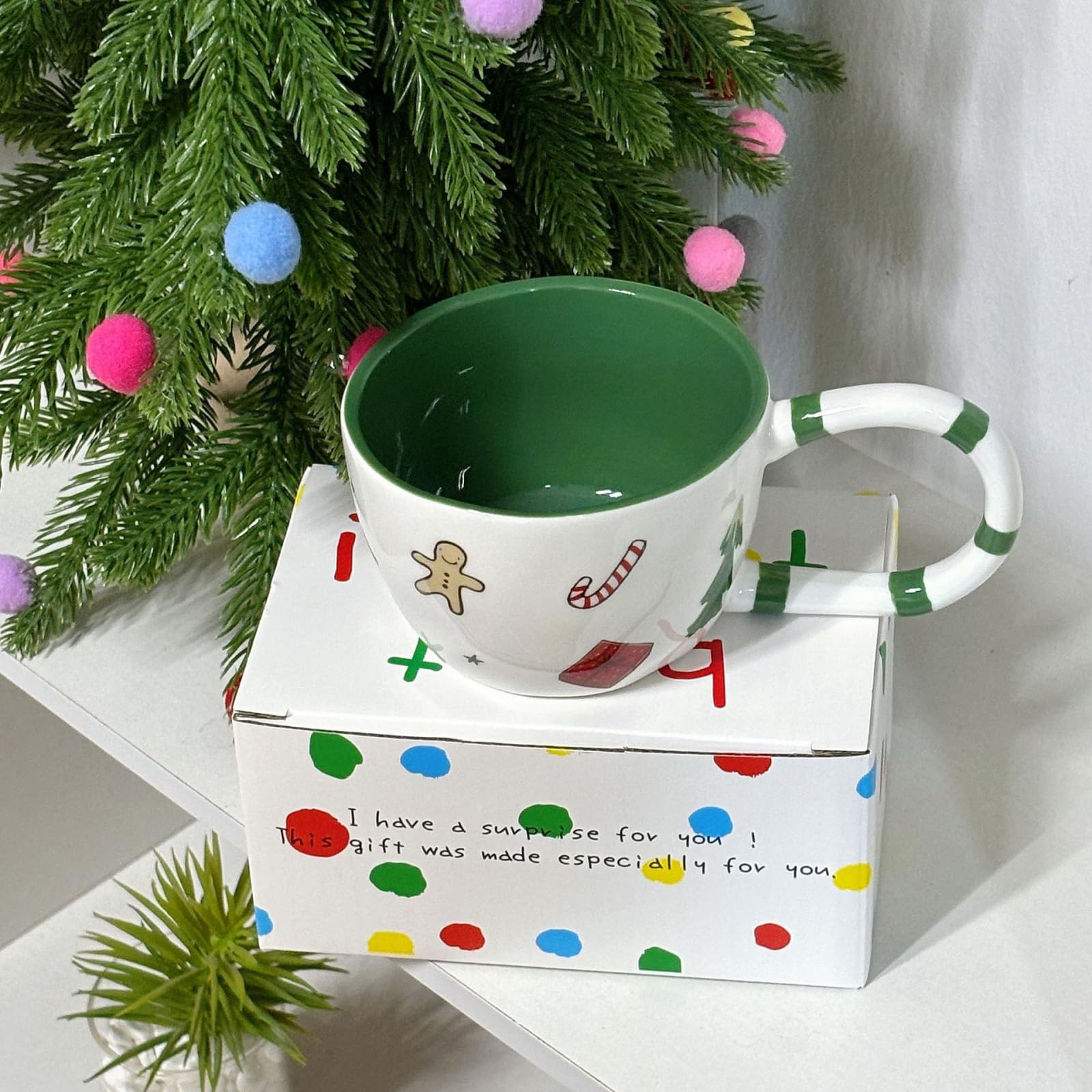 350 ml - 12 oz Creative Cartoon W Mug Noël Céramique Tasse à café - Vert - 350 ml