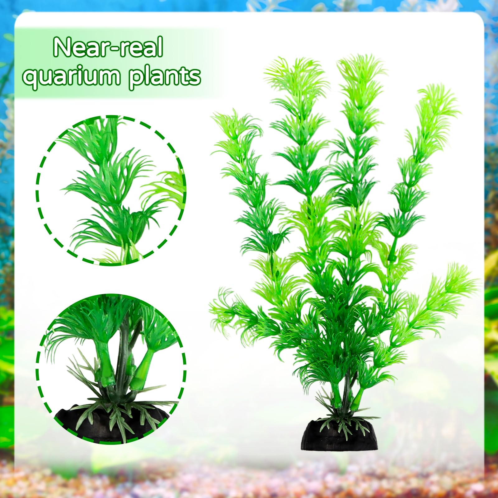 QUOZUO Aquarium-Zubehör, künstliche Pflanzen, 9 Stück, grüne Aquarium-Dekorationen, Pflanzen und Höhlen, Felsen, Dekor-Set, Aquarium-Dekoration, Kunststoffpflanzen