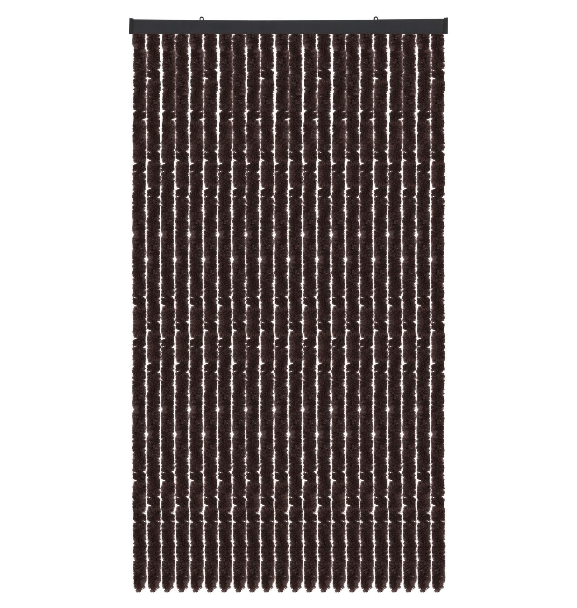 Arsvita Flauschvorhang Türvorhang (100x220 cm) in Braun als Insektenschutz für Balkon, Terrasse oder Wohnmobil, Wohnwagen, Pavillon