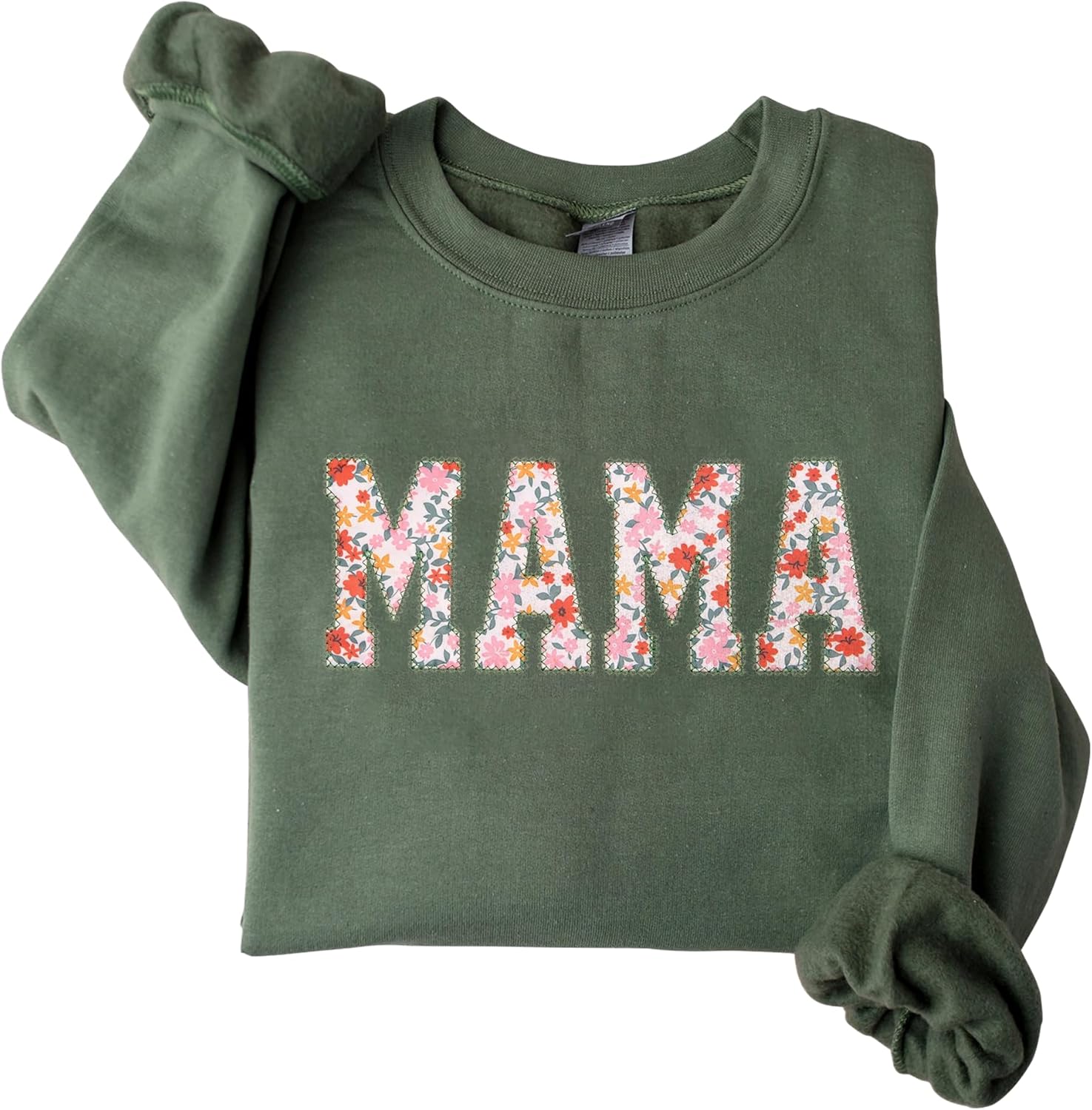 GodLover Floral Applique Embroidered Sweatshirt, Mama Mimi Nana Gigi, S-4XL, Gift for Mommy Grandma Mothers Day Christmas