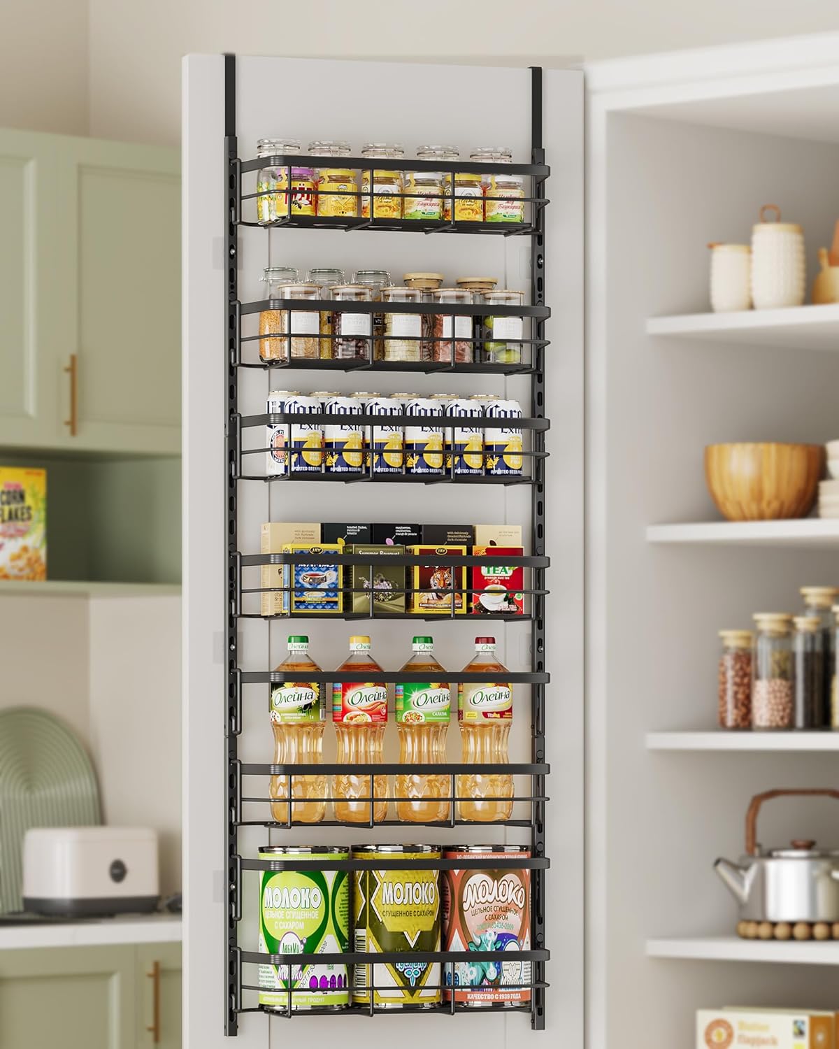 ブラック6段ドアパントリーオーガナイザー