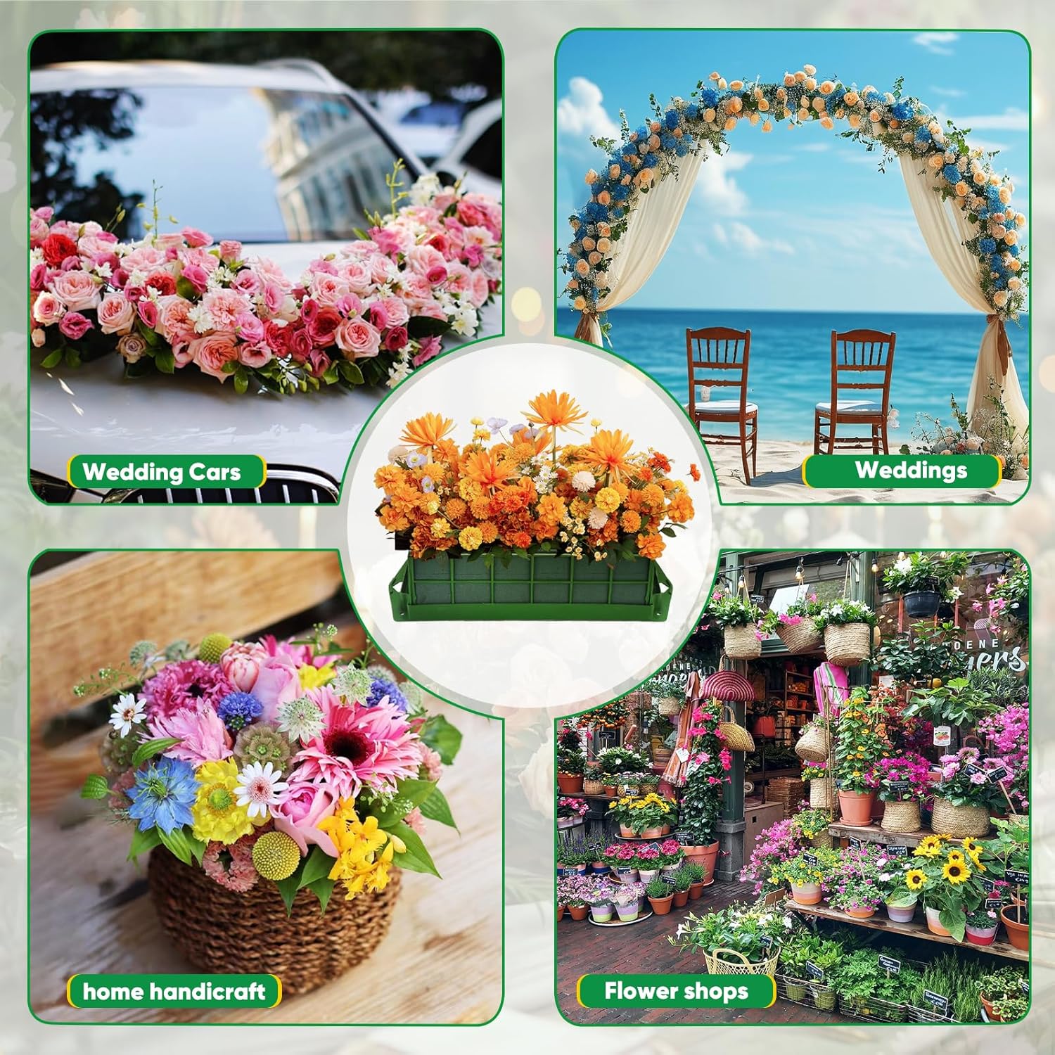 12 Pcs 11.8 x 4.3 x 3.1 Inches Floral Foam Cage Rectangular, Wet Flower Foam Cage Holders for Fresh Flowers, Floral Arrangement Supplies, Flower Holder Cage for Wedding, DIY, Centerpiece