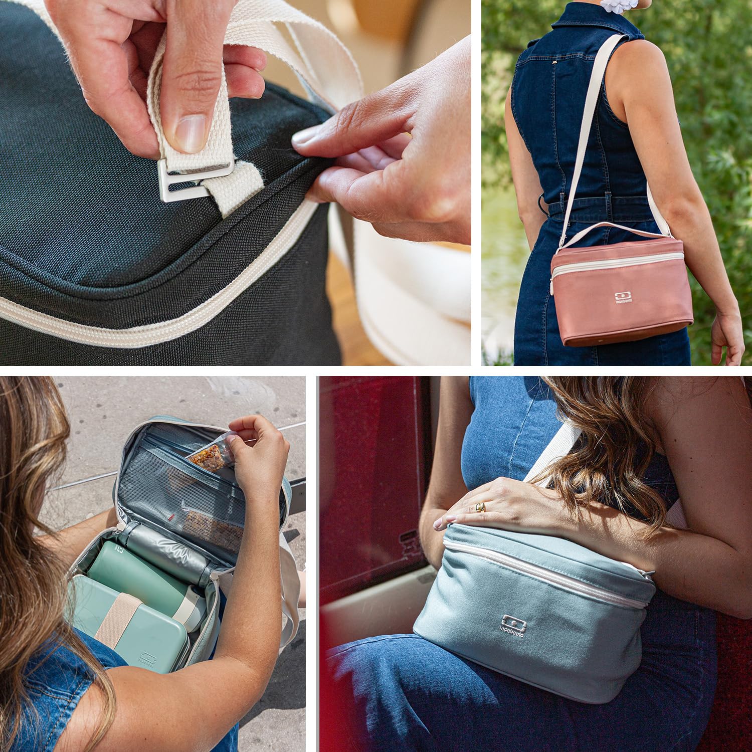MONBENTO - Bolsa Termica Porta Alimentos Arctic rosa Moka - Nevera Pequeña Portatil para Fiambrera, Botella y Accessorios Comida - Lunch Bag Adultos 5L con Correa Extraíble – Ideal para Trabajo/Picnic