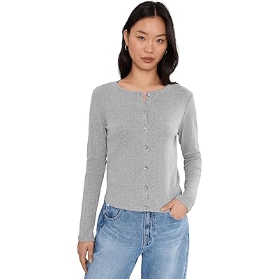 Michael Stars Mackenzie Crew Neck Cardigan heather grey