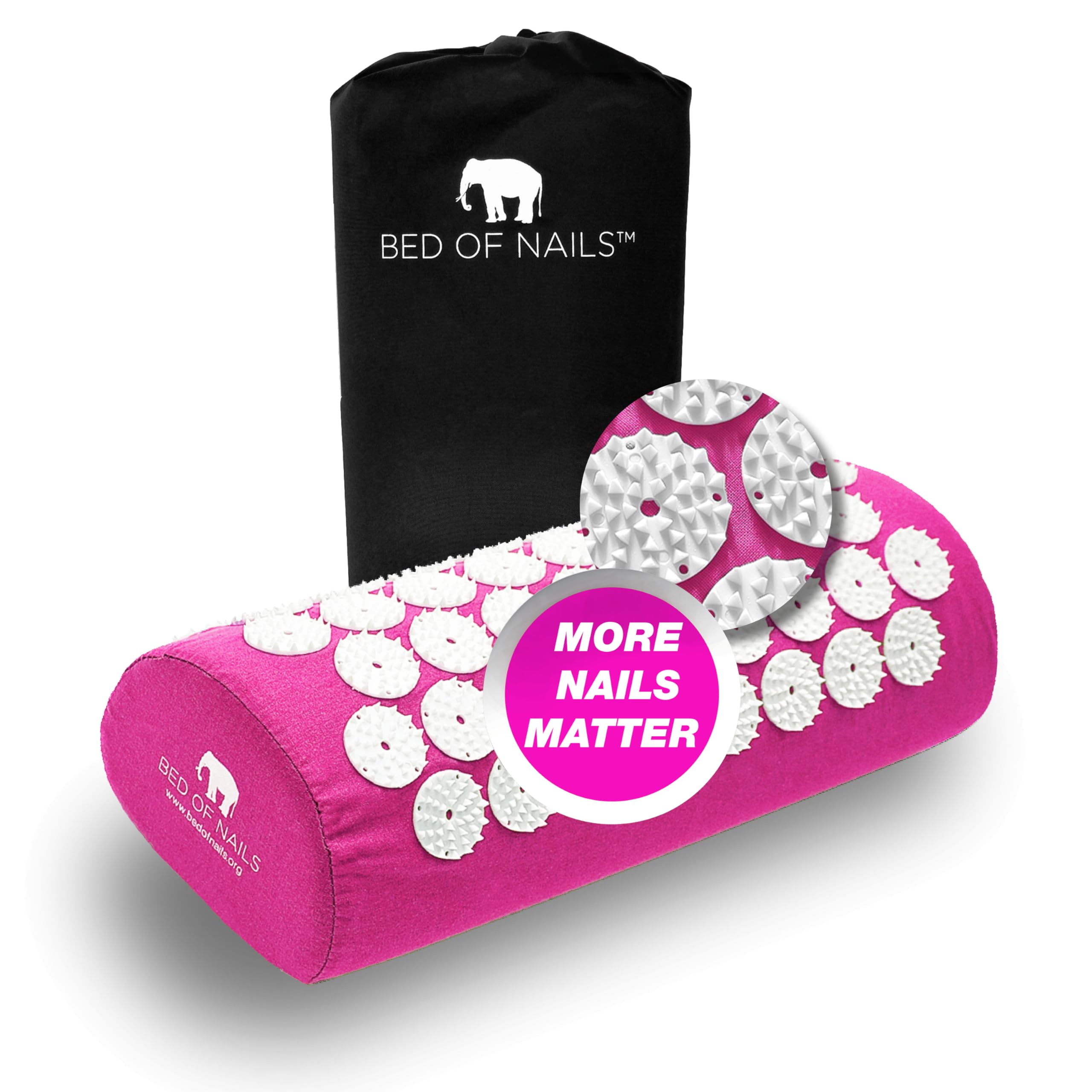 Bed of Nails Original Comfortable Acupressure Lumbar Cushion Pillow, 2142 Acupuncture Pressure Points, Neck Pain Relief, Increased Energy, Relaxation, FSA/HSA Eligible, Drawstring Bag, 15x6x4, Pink