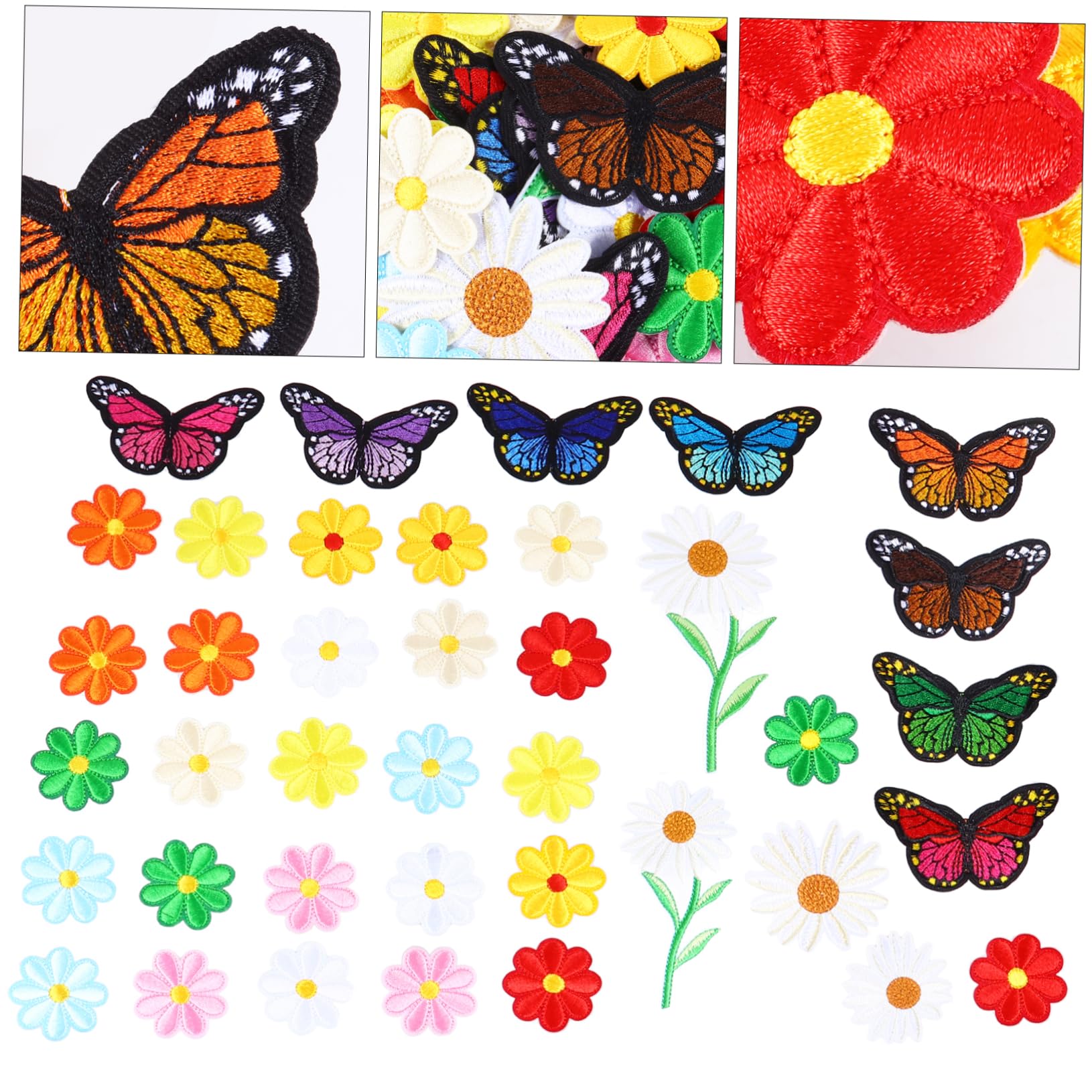 STOBOK 117piezas Parche Bordado De Margaritas y Termoadhesivas Para Decoración De Ropa y Manualidades