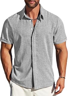 MAPICK Mens Linen Shirts Short Sleeve Button Down Shirt Casual Untucked Fit | Beach Vacation, Cruise, Resort Wear, Tropical Getaway, Summer Travel, Beach Outfits, Vacation Outfits, Warm Weather Style