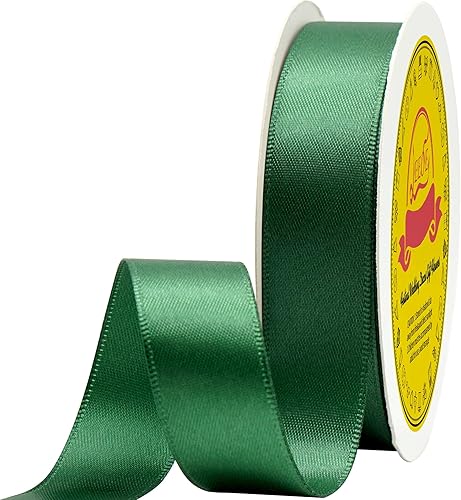 Miniatura 541 de Cinta de satén verde esmeralda de doble cara de 1-1/2 pulgadas x 50 yardas, cinta de poliéster verde esmeralda para envolver regalos, muy adecuada