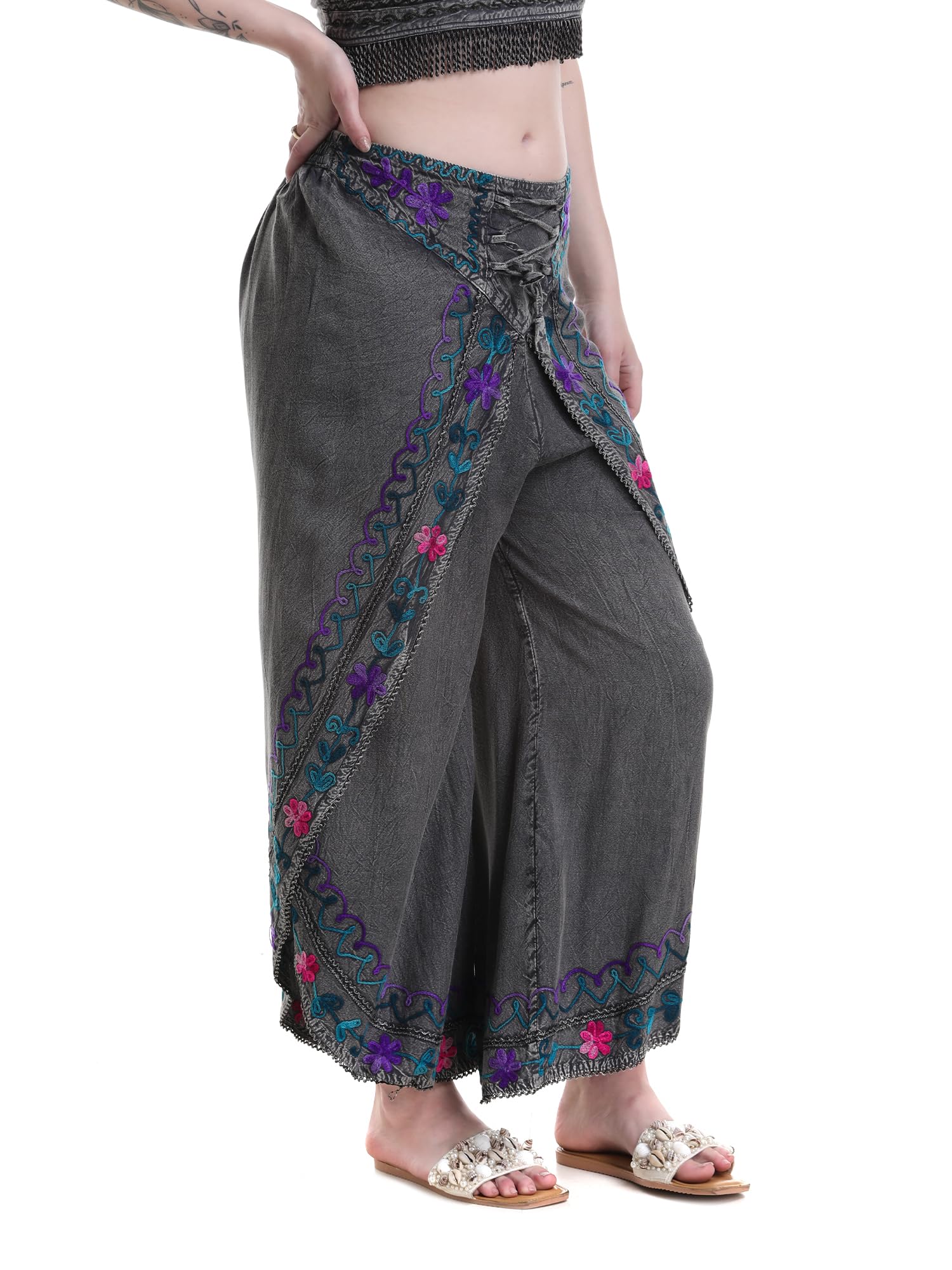 Dhoti pant Pyjama Pants Stylish Salwar Bottom Wear, Boho Yoga Harem for Regular Fit Relaxed Yoga Fitness Girls/Womens/Ladies (IN, Alpha, M, Regular, Big, Gray)-image-47