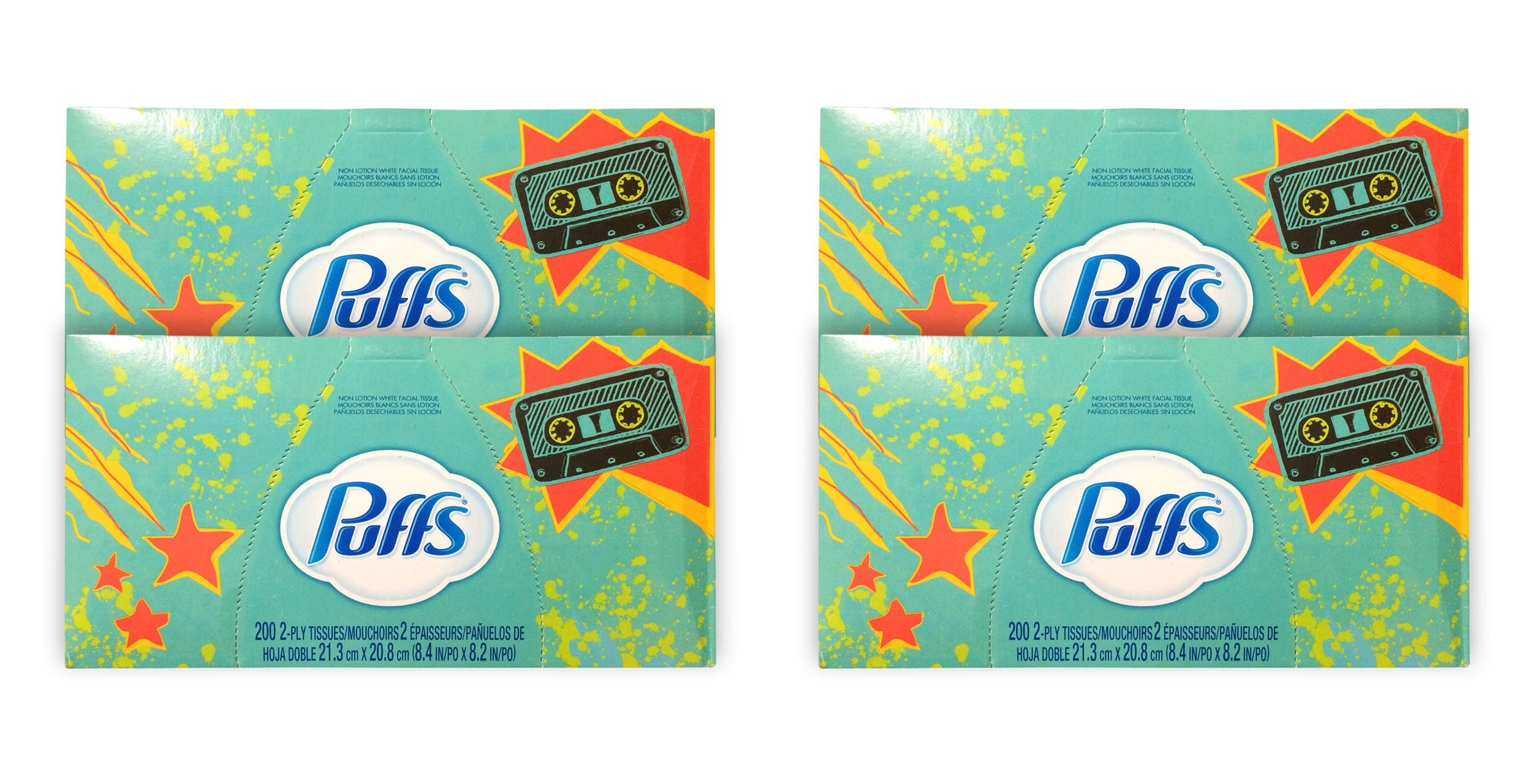 Puffs Basic Facial Tissues; 4 Boxes; 200 Tissues Per Box