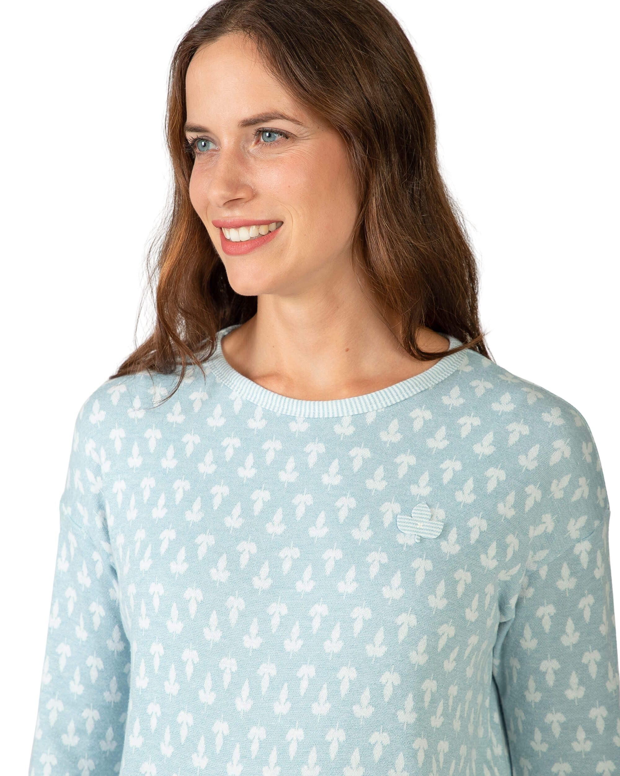MASSANA Pijama de Mujer para Invierno P751250, Conjunto de 2 Piezas, Manga Larga con Estampado y Pantalón Liso