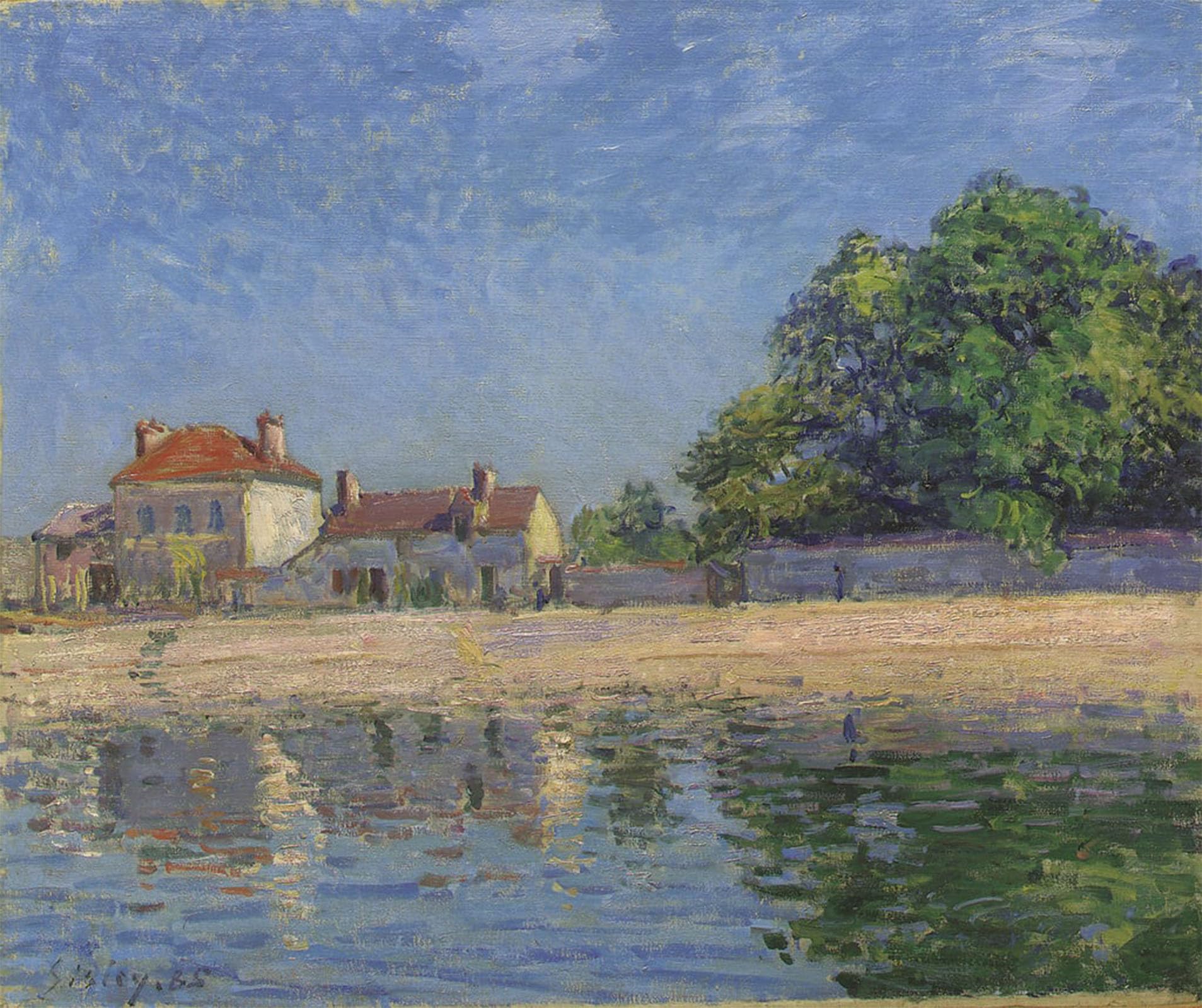 ARTXLXXBN Famous Prints Artwork Pictures Poster Painting Art the Banks of the Loing Saint Mammes by Alfred Sisle Artwork Landscape Pictures for Home Decor 60x90cm