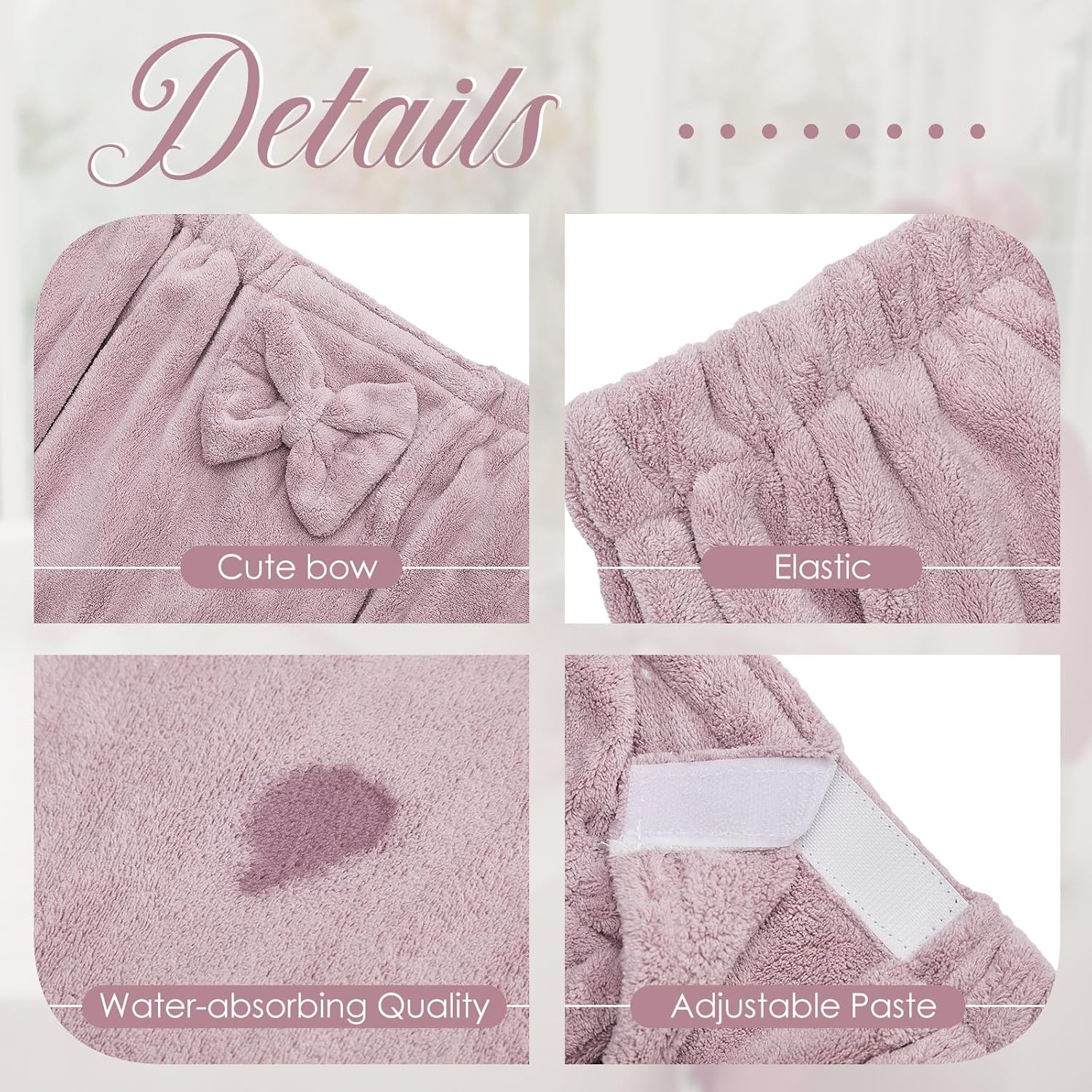 Xtinmee 2 Sets Plus Size Womens Wrap Towel with Hair Towel Bath Wrap Shower Spa Wraps for Women's Bathrobe (Lotus Pink) - Image 3