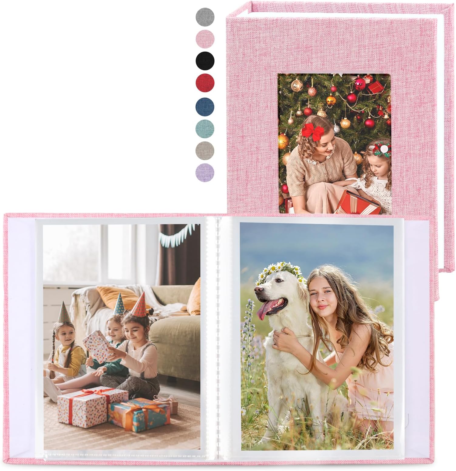 vivinin 2 Pack Photo Album 4x6, Linen Cover Photo Album, Small Photo Album Book for 36 Pockets Hold 72 Pictures, Picture Book for Photos Family Anniversaries Baby Vacations๏ผPink๏ผ
