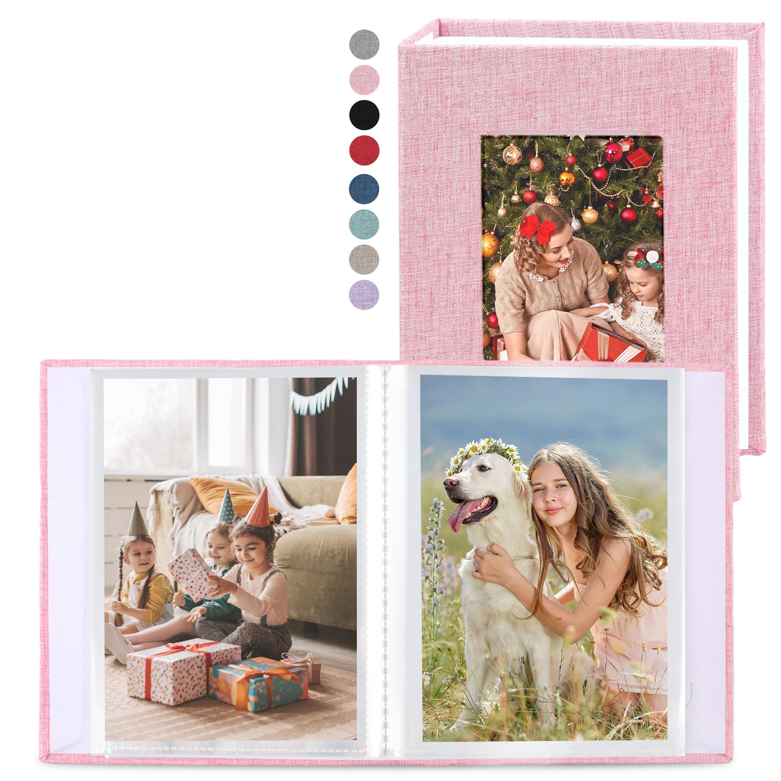 vivinin 2 Pack Photo Album 4x6, Linen Cover Photo Album, Small Photo Album Book for 36 Pockets Hold 72 Pictures, Picture Book for Photos Family Anniversaries Baby Vacations(Pink)