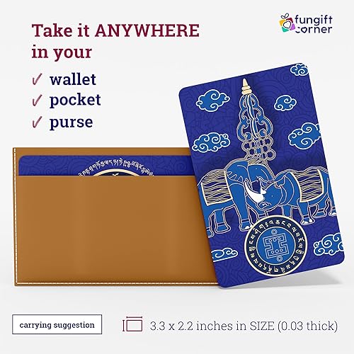 Miniatura 5 de Tarjeta de amuleto Feng Shui de rinoceronte y elefante, símbolo de protección de Feng Shui, tarjeta de talismán de transporte, buena opción para tu