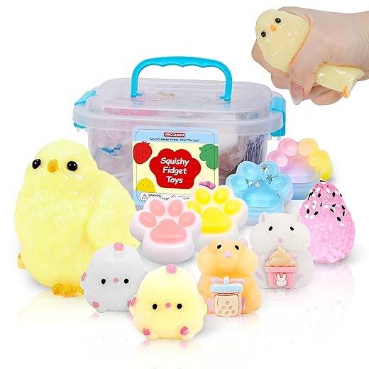 10 Pack Taba Squishy Toys kit with Toy Box & Cute Stickers, Kawaii taba Squishies Stress Relief Toys Party Favors for Kids 4-8 8-12, Squishy Fidget Toys for Kids , Birthday Gifts Toys for Girls 8-10