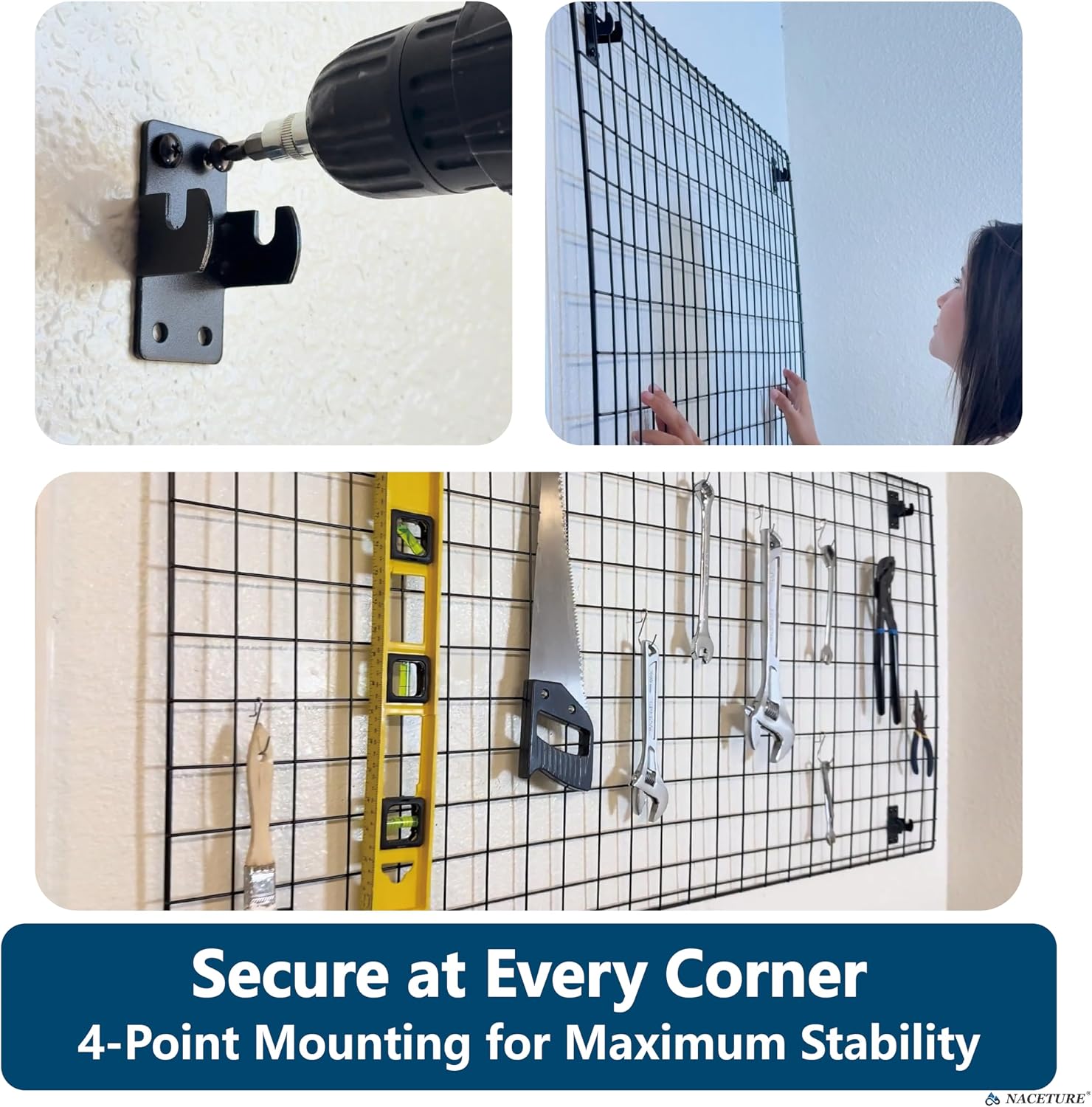 Grid Wall Mount Brackets, 12 Pack Double Hook Design | For mounting grid wall panels in retail stores, garages and workshops.