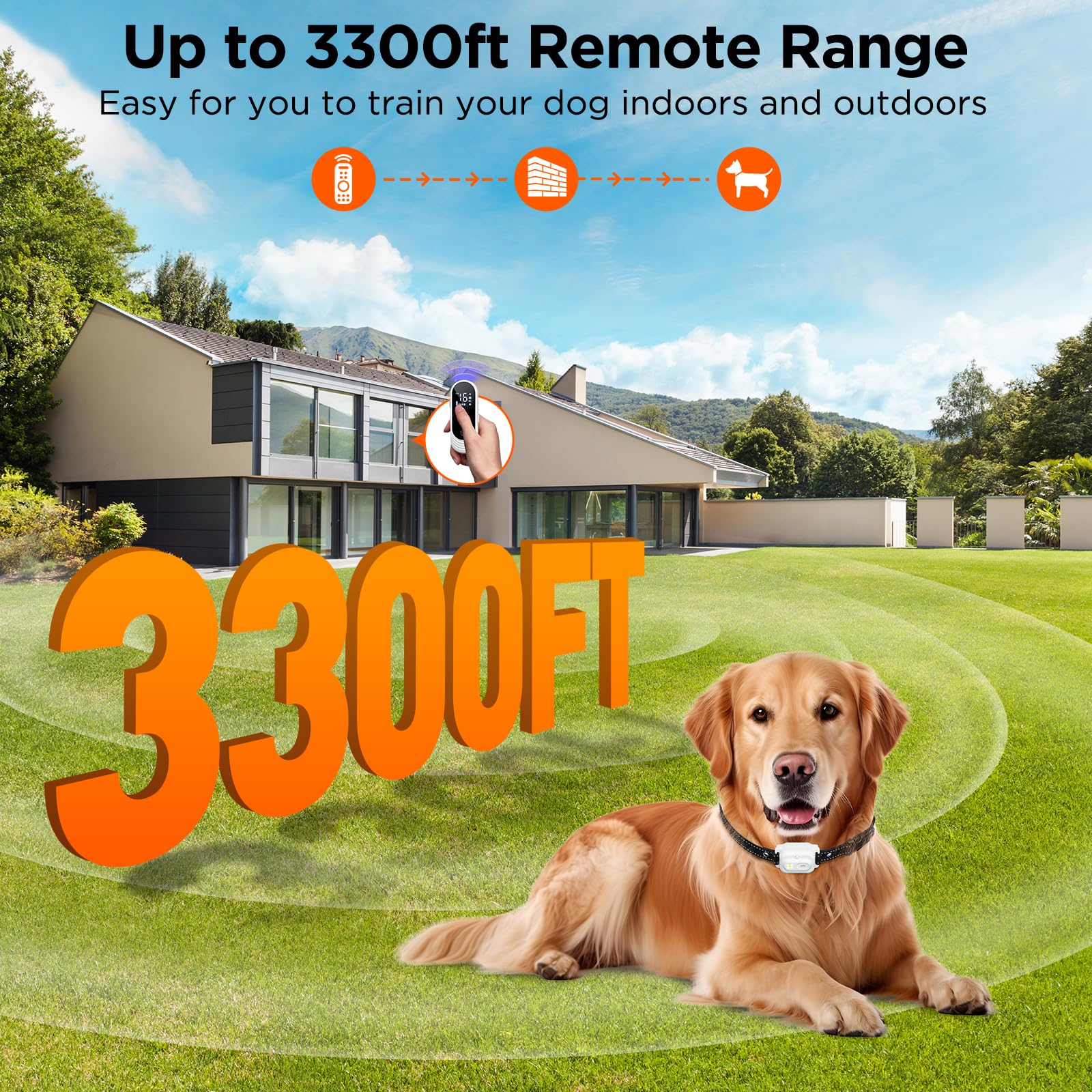 Dog Shock Collar, 3300ft Dog Training Collar with Remote, IPX7 Waterproof Rechargeable Sleek Modern Shock Collar for Small, Medium, Large Dogs with Beep, Vibration, Safety Shock, Light Mode, 8-120 lbs - image 3