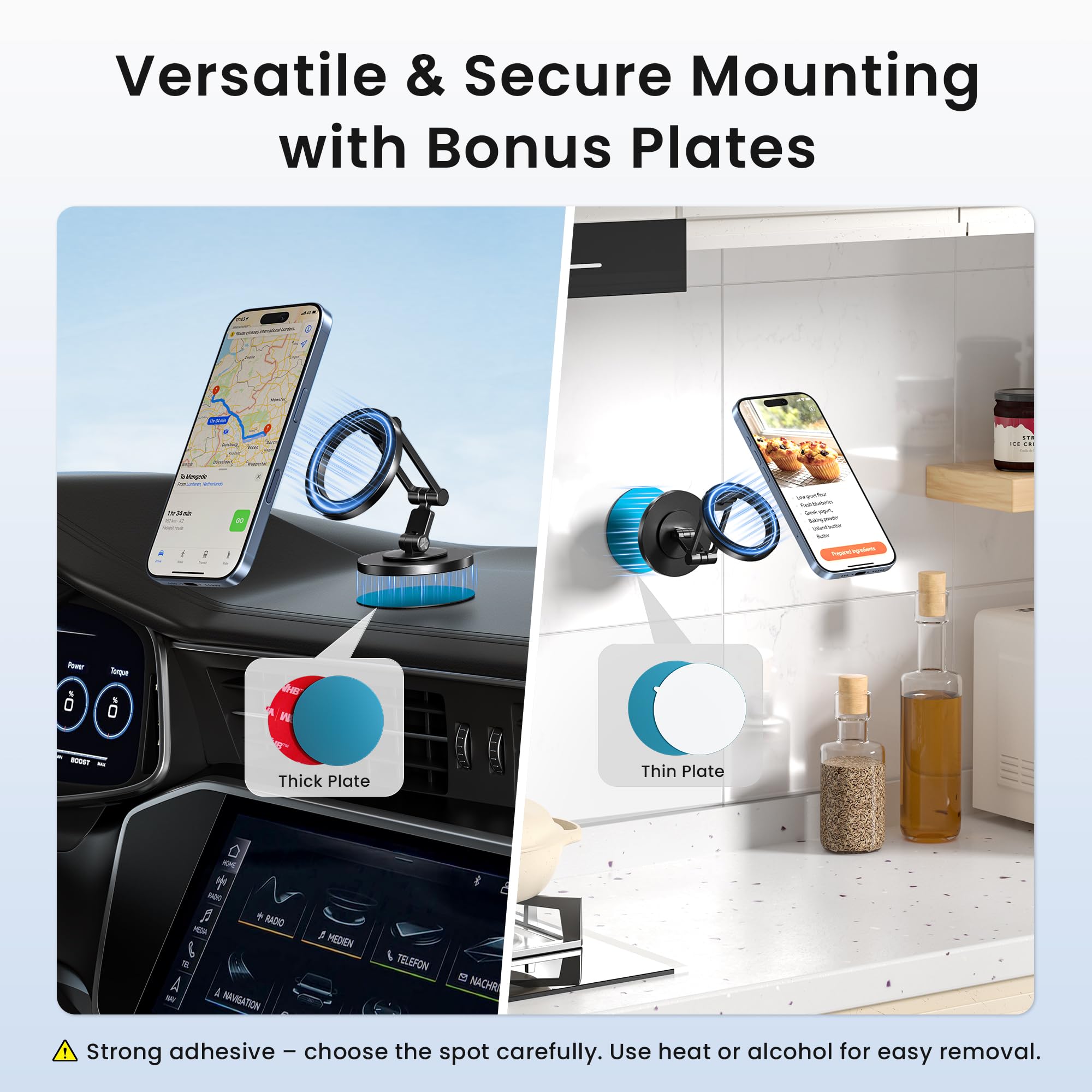 Itramax Supporto Magnetico per Telefono Rotante a 360°,Supporto Pieghevole Portatile per Scrivania con Base Antiscivolo & Anello Doppio per iPhone 17 16 Plus 13 12 11,Pixel 9 8,Samsung,Ufficio,Cucina