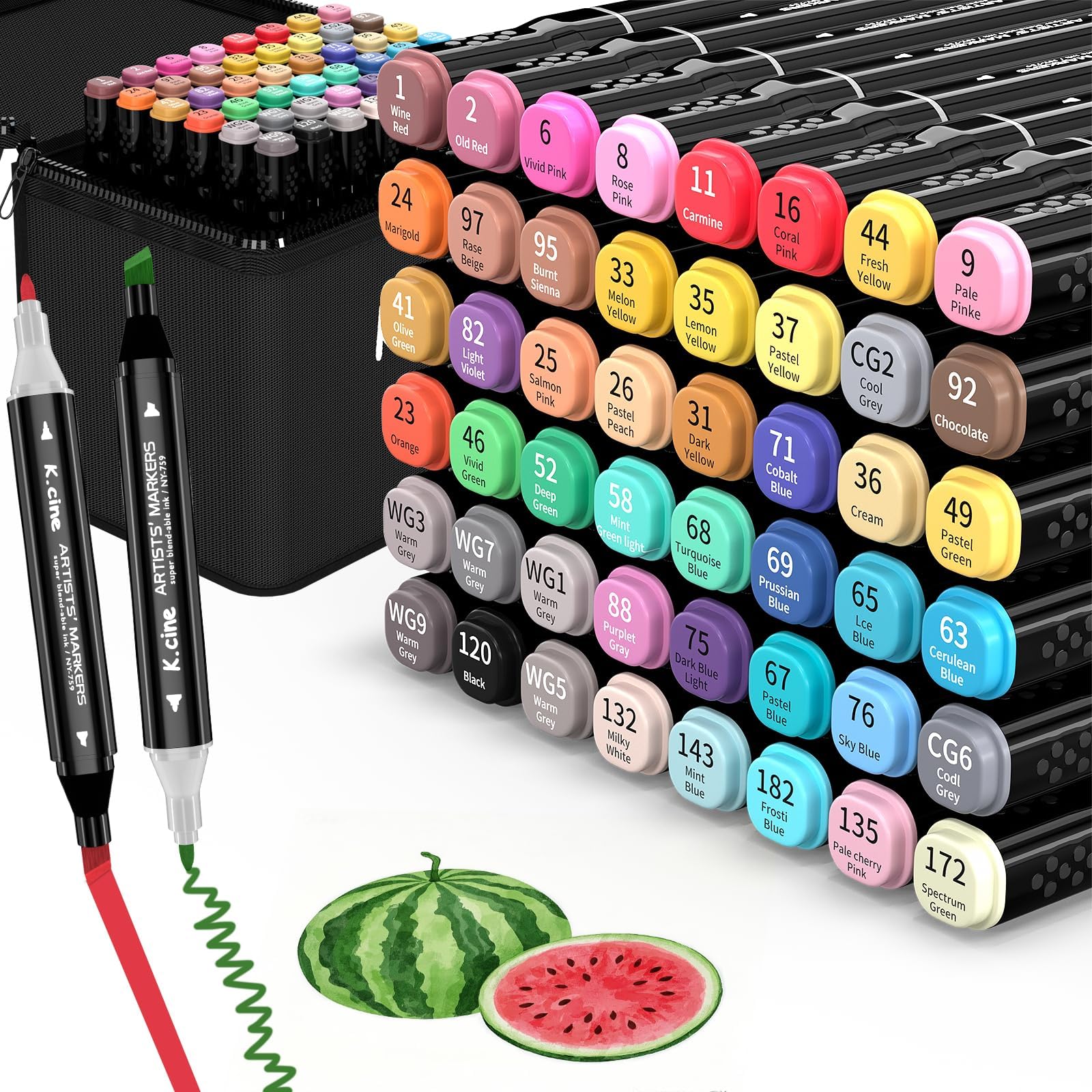 Alcohol Markers, 48 Colors Dual Tip Art Markers, Drawing, Coloring Marker for Sketching Adult Coloring