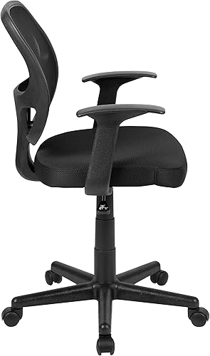 Miniatura 6 de Flash Furniture Flash Fundamentals Silla de oficina ergonómica giratoria de malla negra con brazos Negro -,Gris