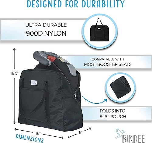 Miniatura 2 de Birdee Bolsa de viaje duradera con asiento elevador sin respaldo para control de puerta de avión y portador para viajes, se adapta a GB Pockit y la