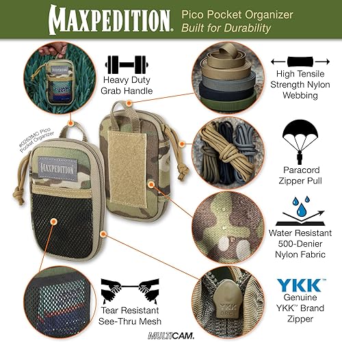 Miniatura 3 de MAXPEDITION Pico - Organizador de bolsillo, bolsa de equipo EDC ultra compacta, bolsa táctica para transporte diario, herramientas, artilugios, kit