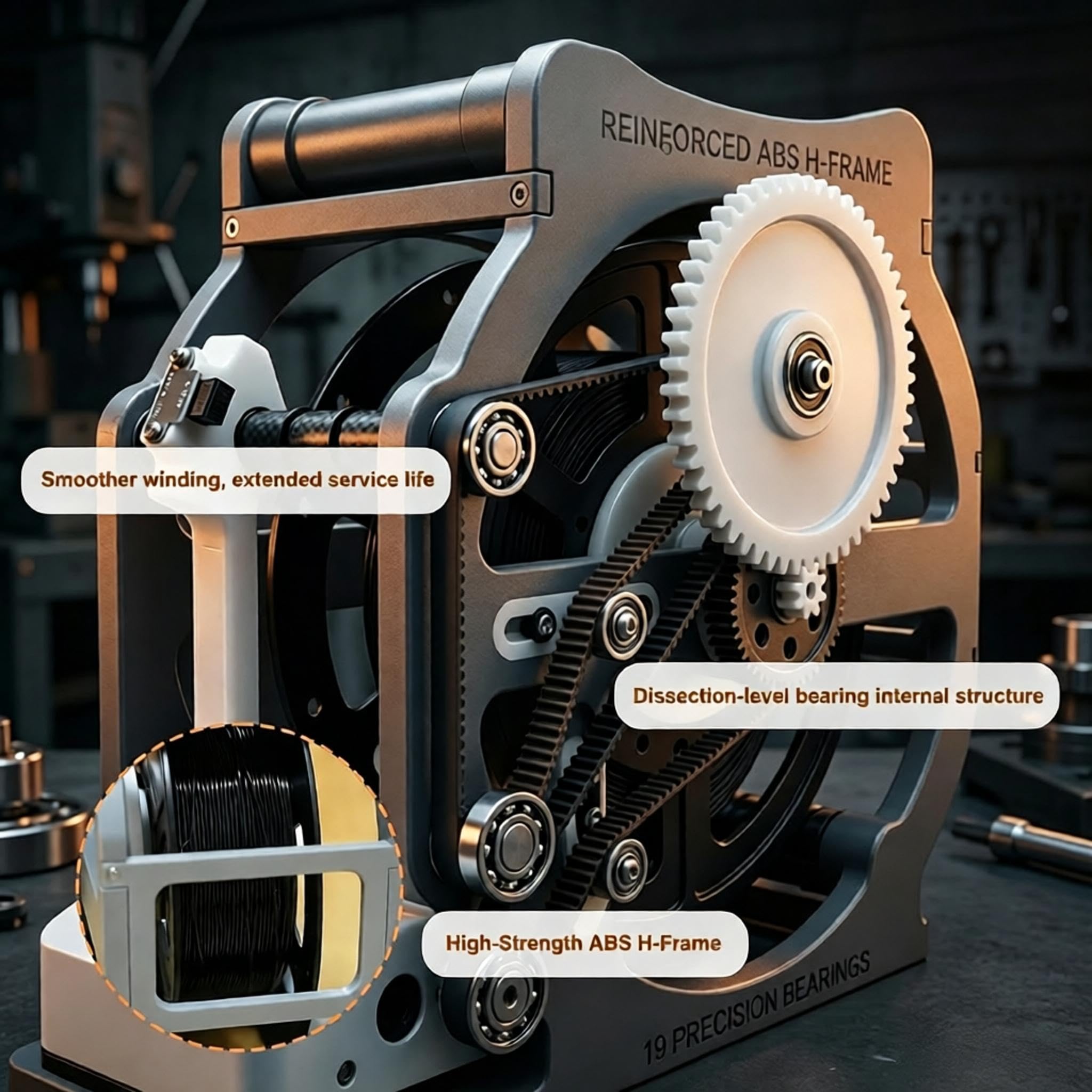 Rebobinador De Filamento 3D Motorizado, Bobinador De Filamento con Modo Cuantitativo, Arranque Y Parada Inteligentes, Marco En H De Abs De Alta Resistencia, Enrolla De Forma Ordenada Sin Enredos,