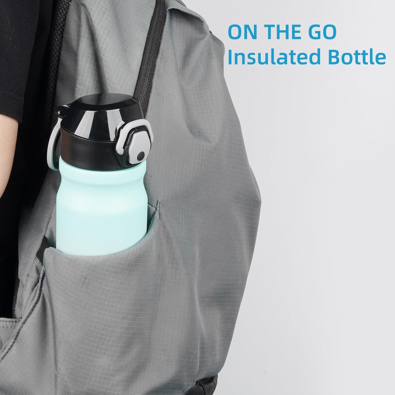 Insulated Water Bottle with Straw and Carry Loop,18 oz Stainless Steel Double Wall Vaccum Metal Water Flask with Leak-proof Lid,Gum - Image 6