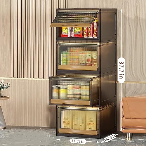 Miniatura 2 de Cajones de almacenamiento, cajones de almacenamiento apilables (marrón transparente, 4.5 galones, 1 unidad)