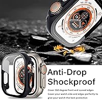 Vista 4 de Miimall Funda compatible con Apple Watch Ultra de 1.929 in con protector de pantalla de vidrio templado, funda protectora de policarbonato