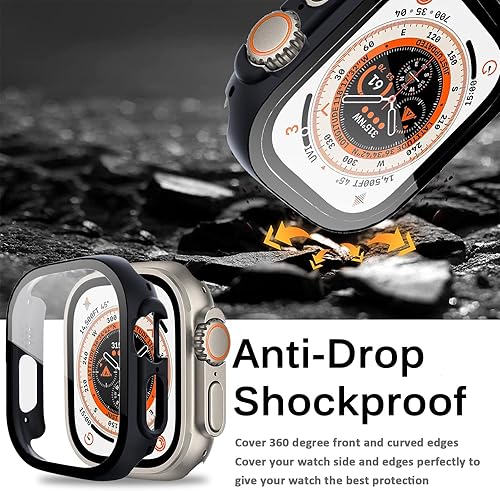 Miniatura 4 de Miimall Funda compatible con Apple Watch Ultra de 1.929in con protector de pantalla de vidrio templado, funda protectora de policarbonato ultrafina,
