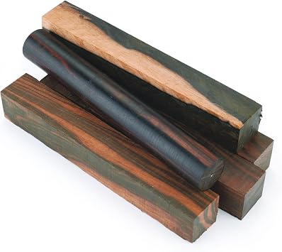 Woodcraft Ebony Macassar Pen Blank 3/4" X 3/4" X 5" 5-Piece