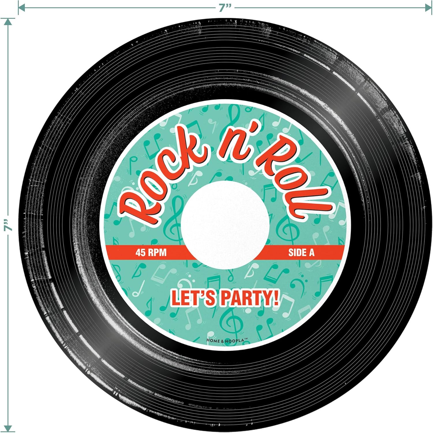 50's Party Decorations - Record Paper Plates, Napkins, Music Note Table Cover, Music Note Hanging Whirls, and Red Plastic Forks (Serves 16)