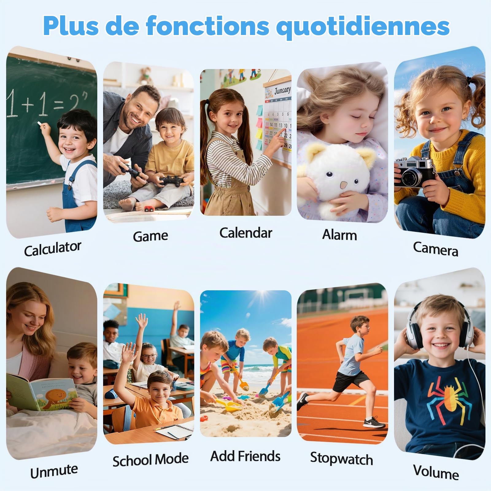 Montre Connectée Enfant, Smartwatch GPS/Téléphone/Appels Vidéo/Chat Vocal | SOS/Mode École/Réveil/Appareil Photo/Podomètre, Montre Intelligente Pour Enfant Cadeau pour Garçons et Filles, Violet