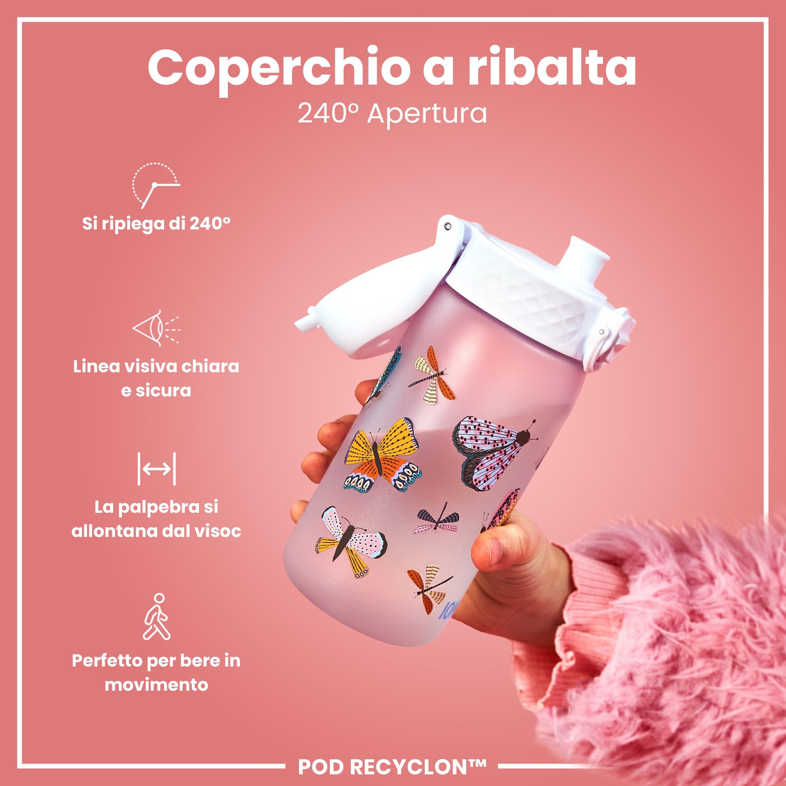 ION8 Borraccia per Bambini 350ml a Prova di Perdite Lavabile in Lavastoviglie Senza BPA