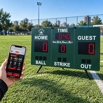 Mobile Score Portable Scoreboard Kit LED Digital Scorer Bluetooth APP Control, Positive Countdown/Stopwatch/Score Display for Baseball, Basketball, Rugby, Football, Tennis, Badminton, Table Tennis