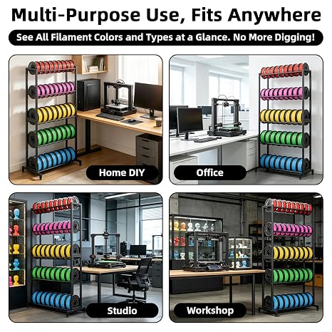 5-Tier 3D Printer Filament Storage Rack, Heavy Duty Spool Holder